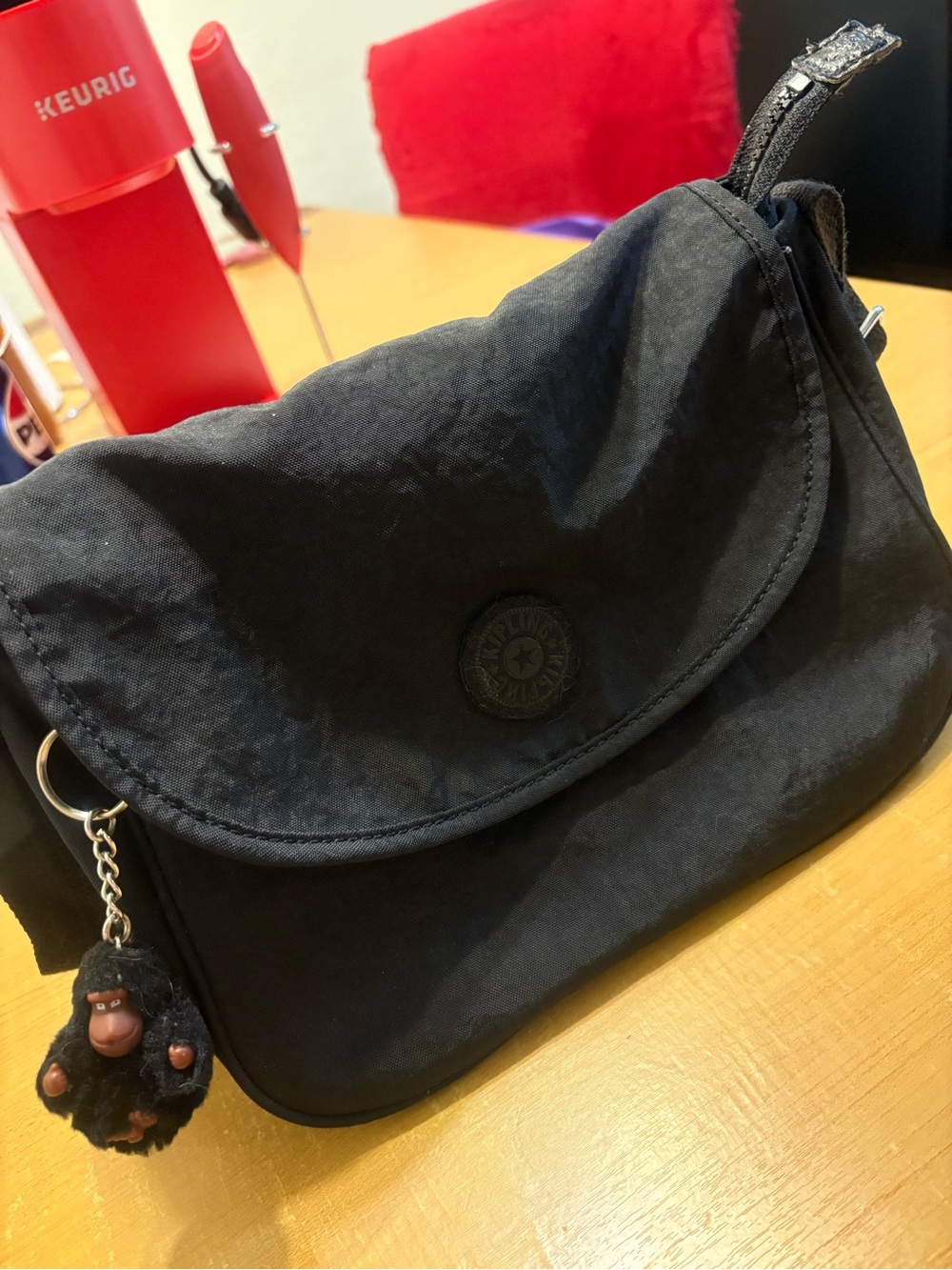 Kipling Black Crossbody Bag with Signature Monkey Charm